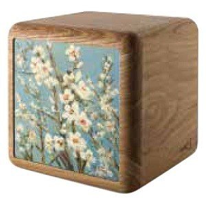 Daisies Oak Wood Urn